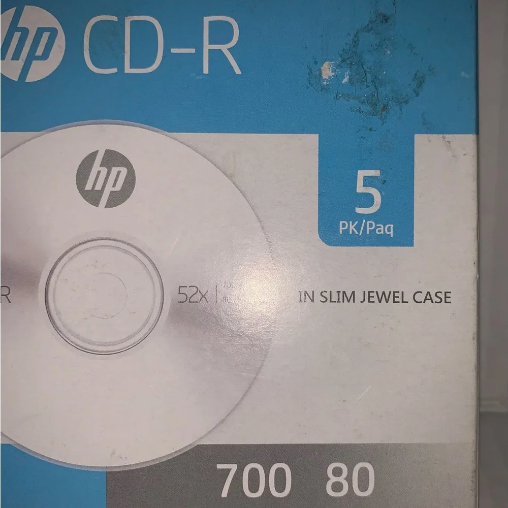 HP CD-R 5 Pack with Blue and White Design